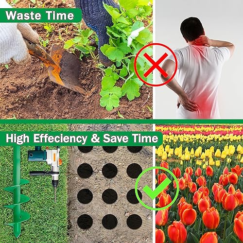 Miniatura 3 de Broca de taladro para plantar, taladro de tierra de jardín de 4 x 25 pulgadas, agujero en espiral para plantación rápida de plantas de semillero y