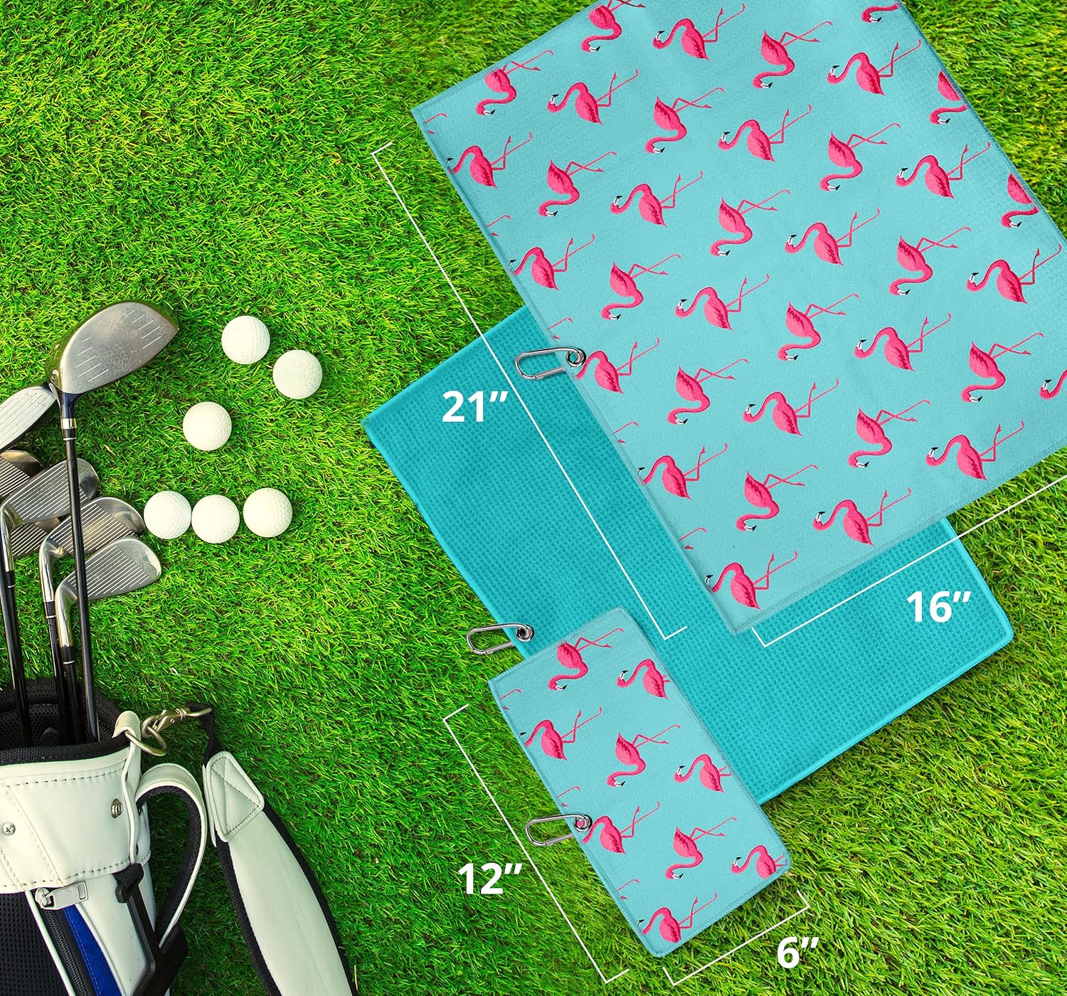 review Playing It Forward Golf Towel for Golf Bags with Clip for Men & Women, Premium Set of 3 Microfiber Waffle Pattern Golf Towel with Small Golf Ball Towel, Super Absorbent and Quick Dry. (Aqua)
