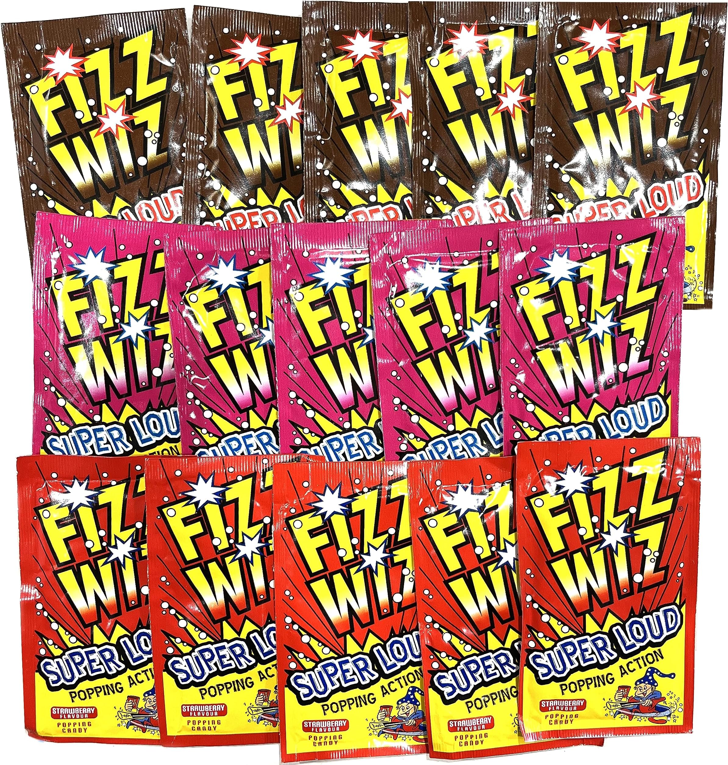 Ellies Jellies Fizz Wiz Popping Candy Variety Pack Cola, Strawberry & Cherry