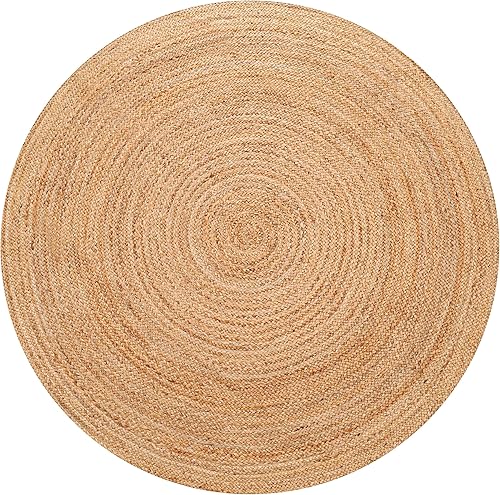 Miniatura 2 de HOMIDATE Alfombra rústica de yute de 6 pies, redonda, de hilo natural, rústica, vintage, reversible, trenzada, beige, respetuosa con el medio
