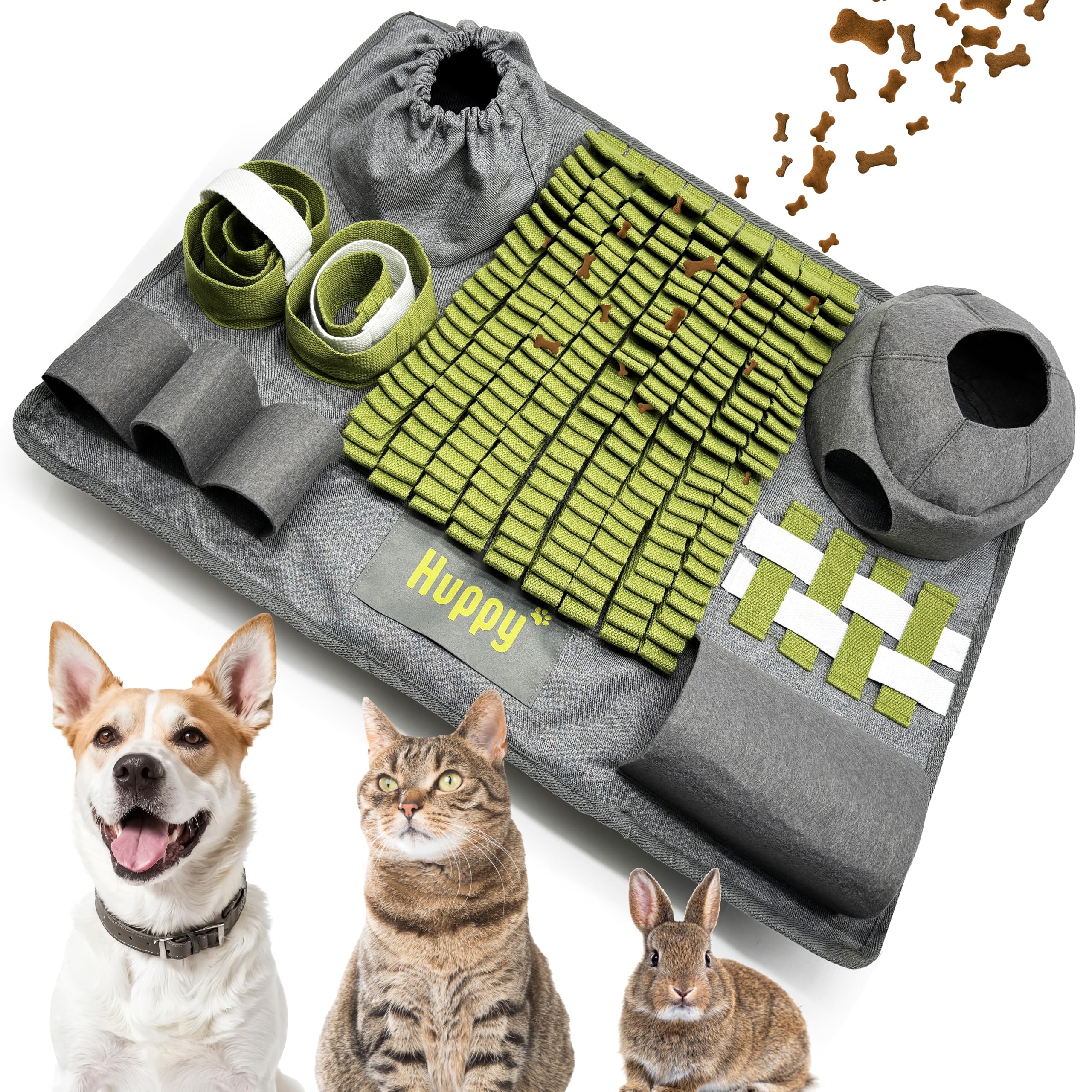 Huppy Tapis de Fouille Chien, Chat – Tapis à Renifler en Tissu Renforcé – Snuffle Mat – Gamelle Anti Glouton, Léchage – Jouet d’Occupation Chiot, Puzzle Alimentation