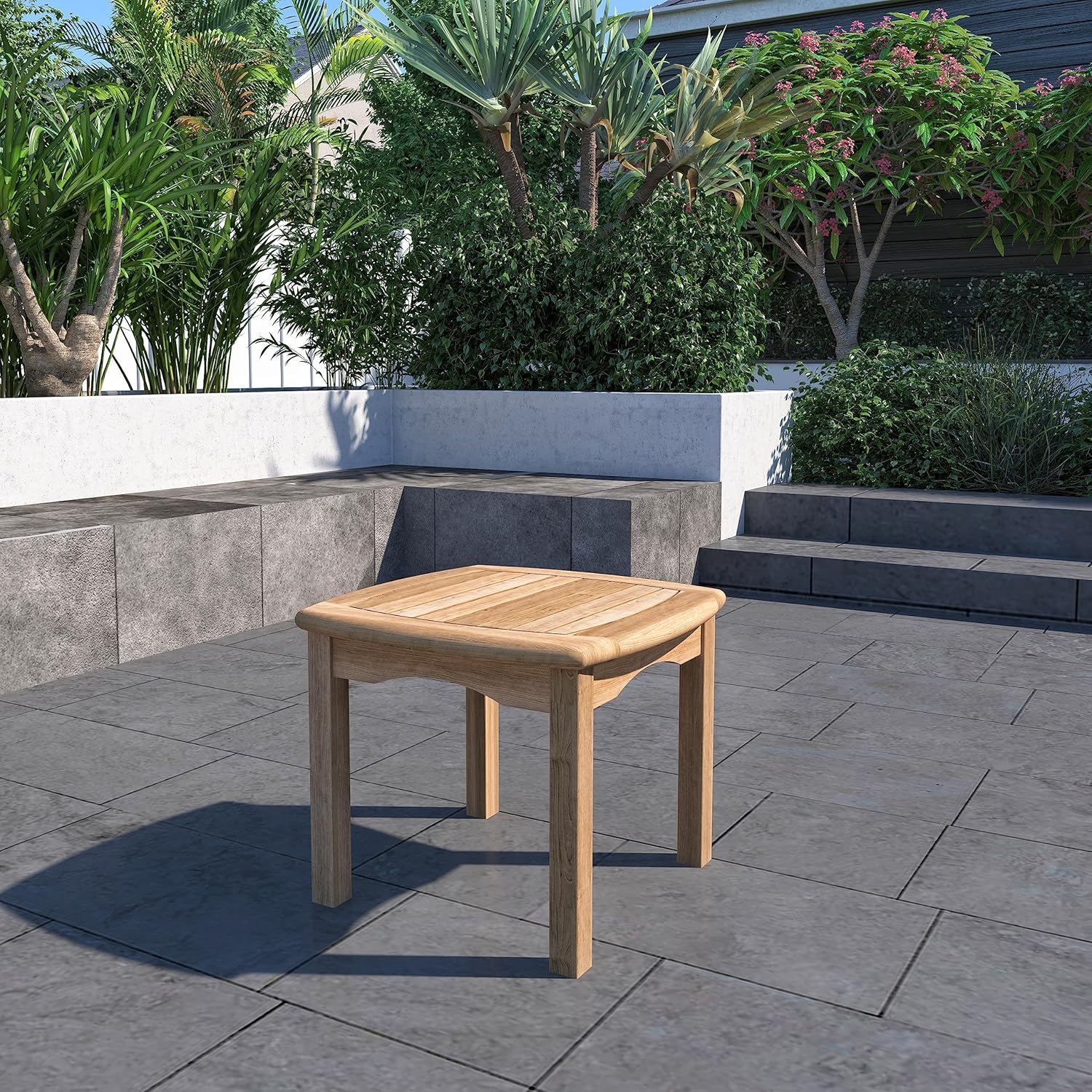 Amazonia Lincoln 1-Piece Outdoor Square Side Table | Teak Wood | Ideal for Patio and Indoors, 19.5" x 19.5"