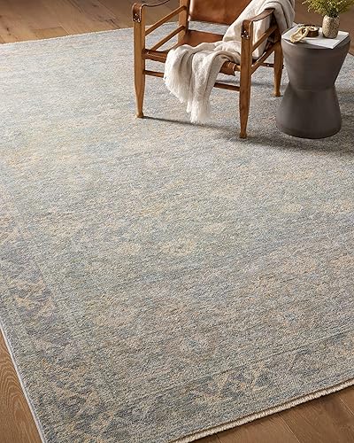 Miniatura 7 de Angela Rose x Loloi Blake Collection BLA-01 - Alfombra redonda de 7 pies 10 pulgadas x 7 pies 10 pulgadas, color cielobeige