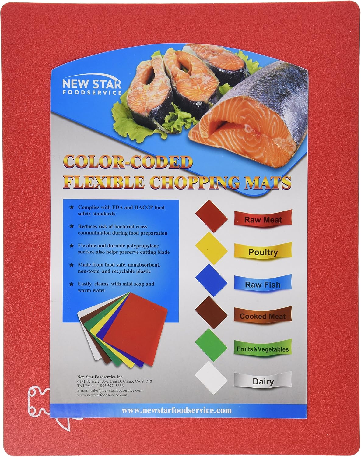 New Star Foodservice Flexible Cutting Board Set, Assorted Colors, BPA-Free Plastic, 6 Count