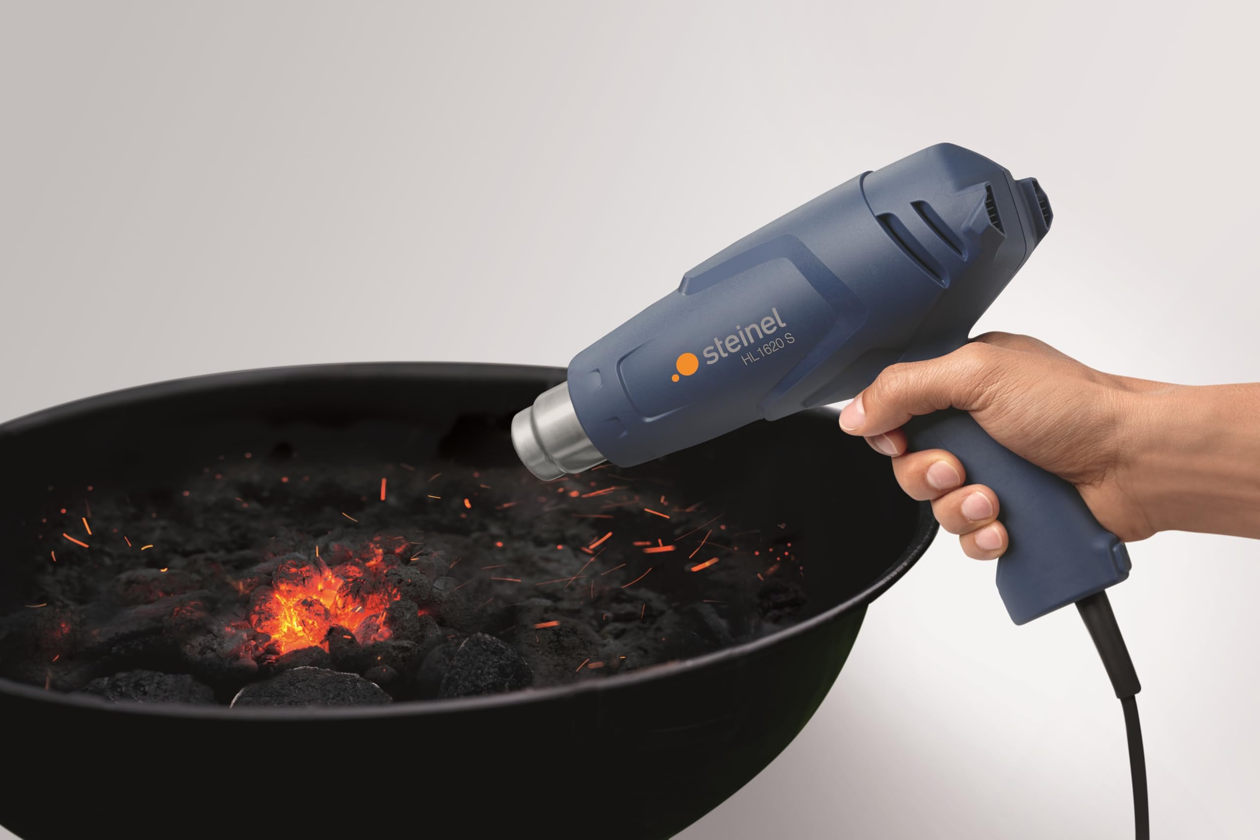Steinel HL 1620 E - Pistola de aire caliente, Potencia de 1600 W, Temperatura de 300 °C o 500 °C, Caudal de 2 niveles 240/450 l/min, Pistola de calor con un peso de solo 670 g, 351106