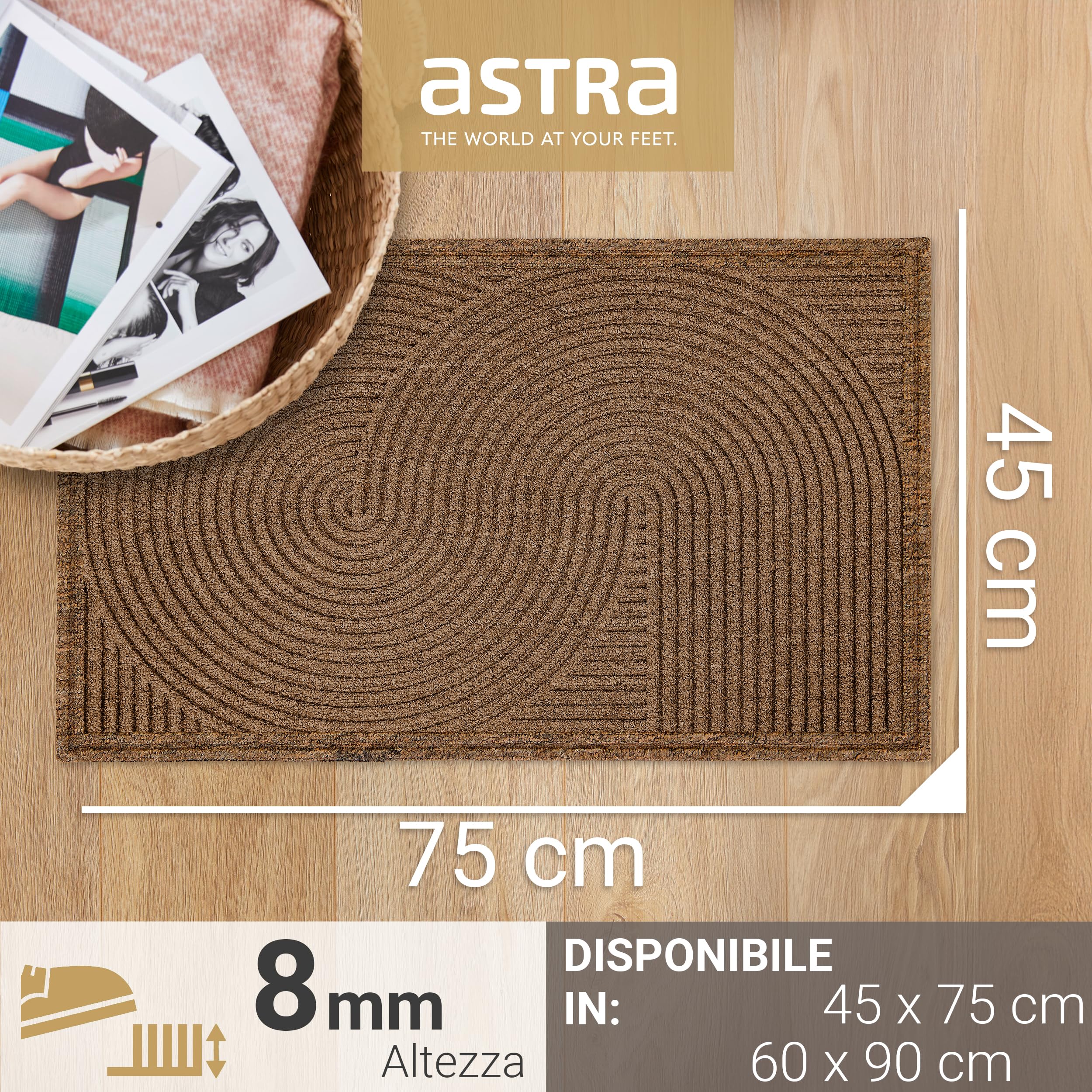 Zerbino per esterni antiscivolo, resistente alle intemperie, ingresso e balcone, 45x75 cm, beige