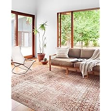 Loloi Layla Collection LAY-11 Cinnamon/Sage 2'-0" x 5'-0" .13" Thick Accent Rug, Soft, Durable, Vintage Inspired, Distressed, Low Pile, Non-Shedding, Easy Clean, Printed, Living Room Rug