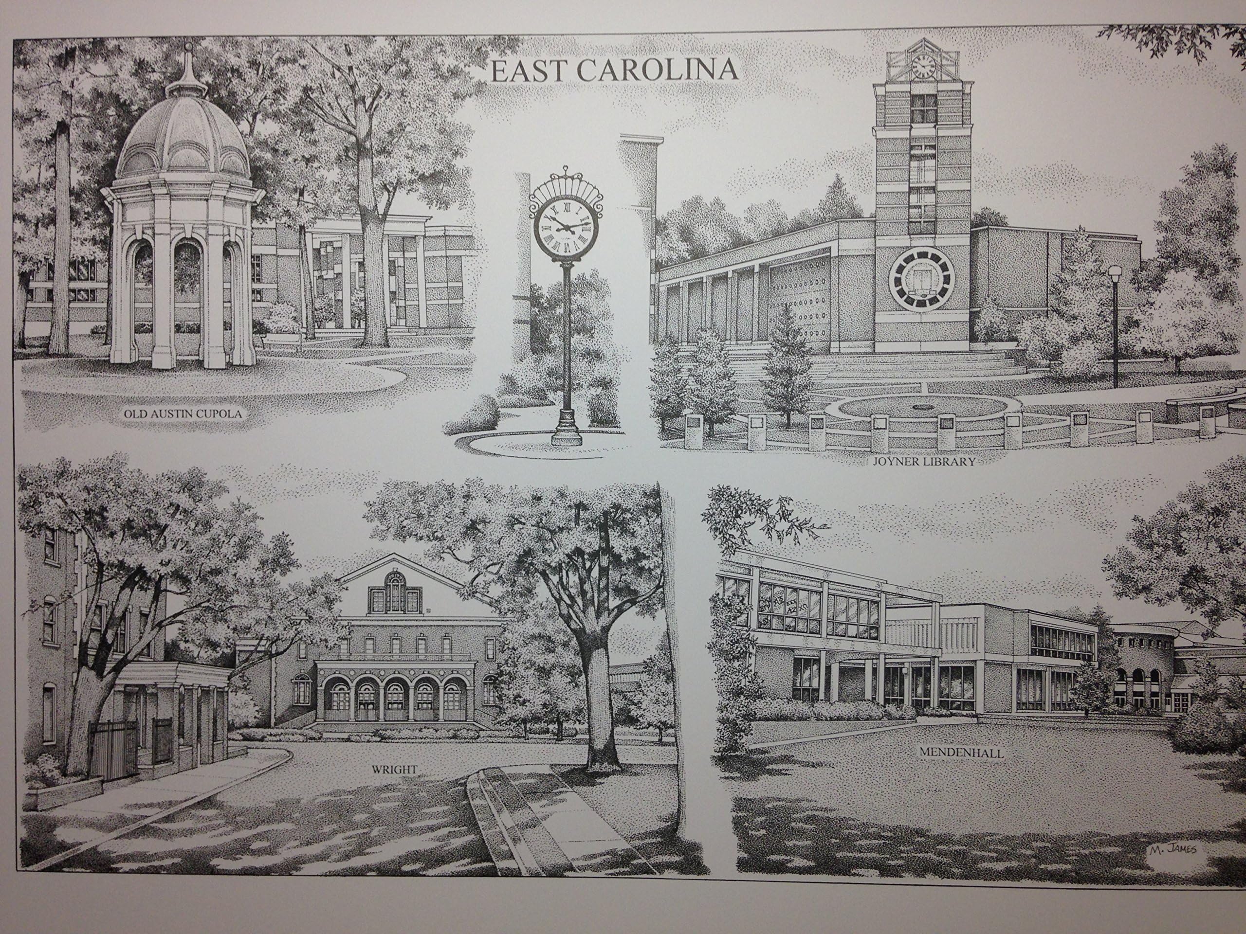 East Carolina 16"x20" pen and ink collage print