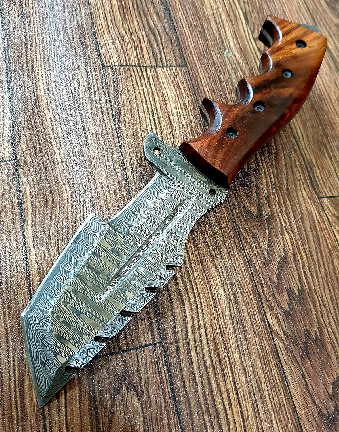 TZ 02 Handmade Damascus Steel Tracker knife 10 inches Hunting Perfect Grip With Balack Rose Wood Handle Horizontal Carry Scout Carry Handmade Survival knife