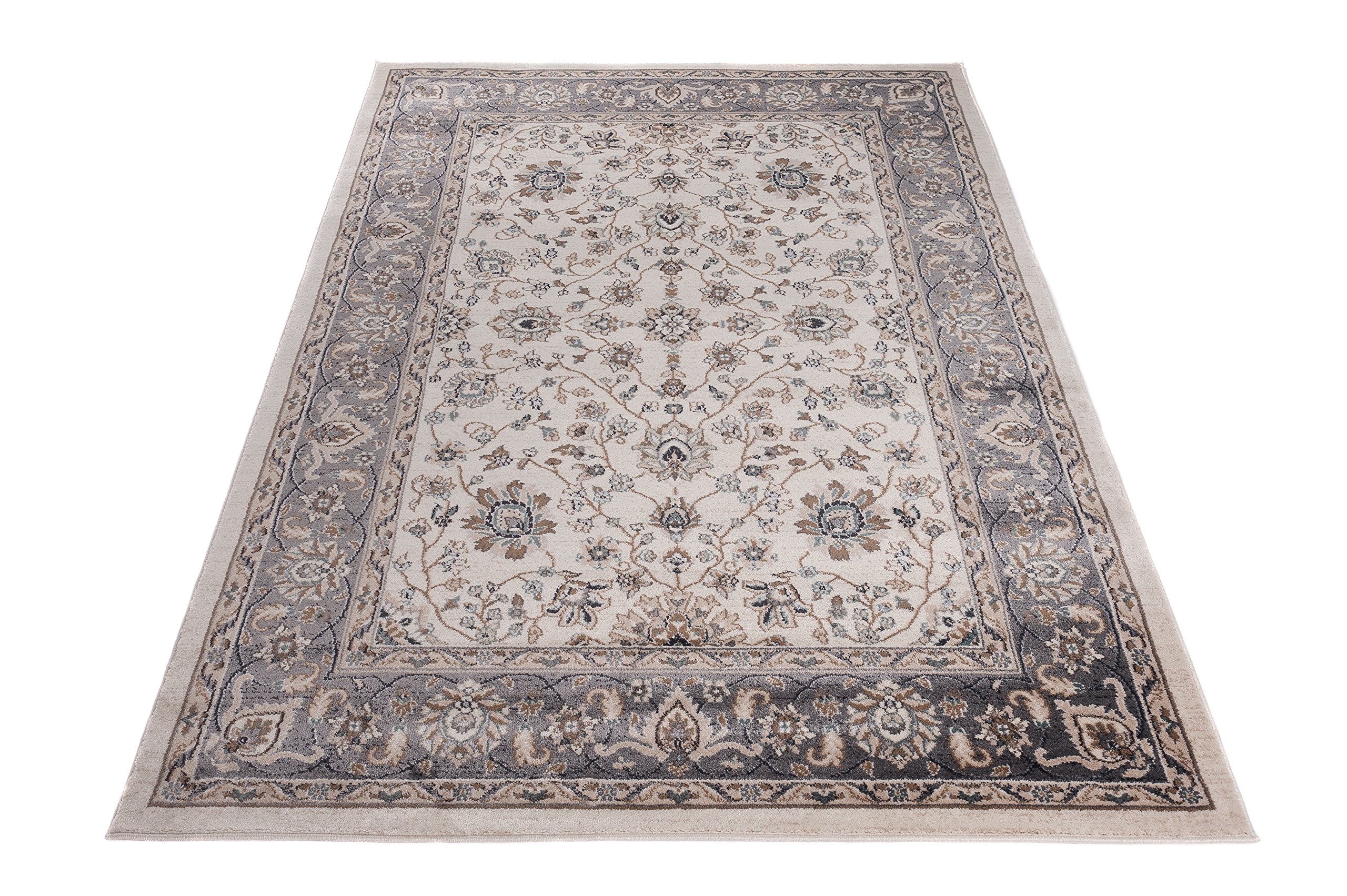 Carpeto Groß Teppich Flur 200x300cm Creme Klassisch Weich Pflegeleicht Weiß