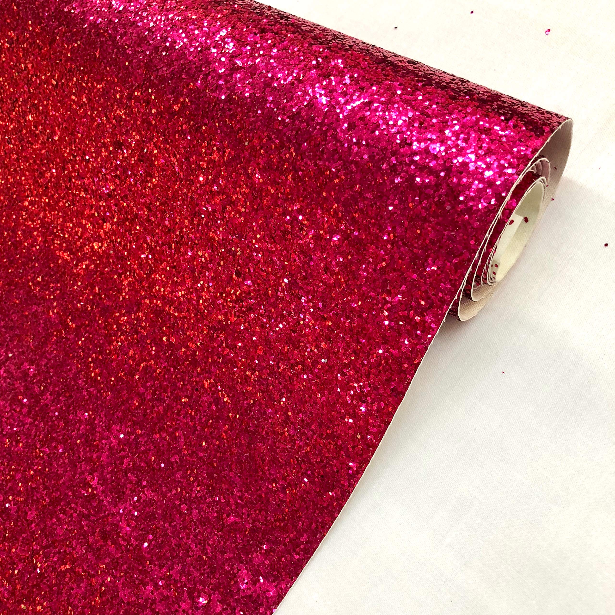 Chunky Glitter Fabric Sparkly A4 A5 Vinyl Faux Leather Craft Bag Wall Decor Bow (Cerise, 50cmx138cm Strip)