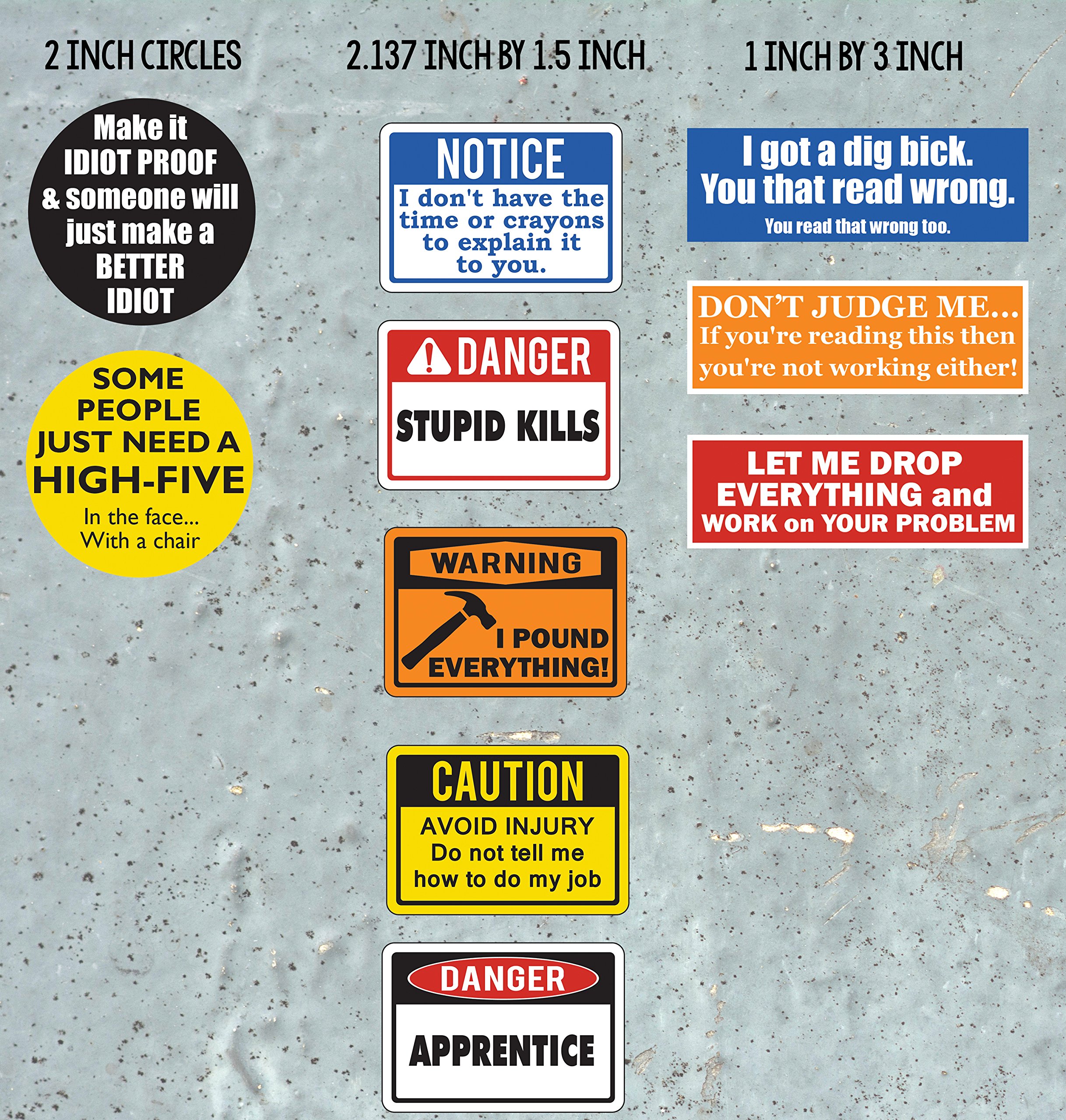 10Pack of Funny Hard Hat Stickers. These Vinyl Decals are Awesome