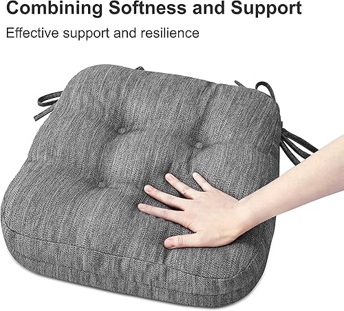 Miniatura 3 de Shinnwa Cojines para sillas de comedor, paquete de 4, cojines de asiento de cocina de espuma viscoelástica copetudos, almohadillas antideslizantes