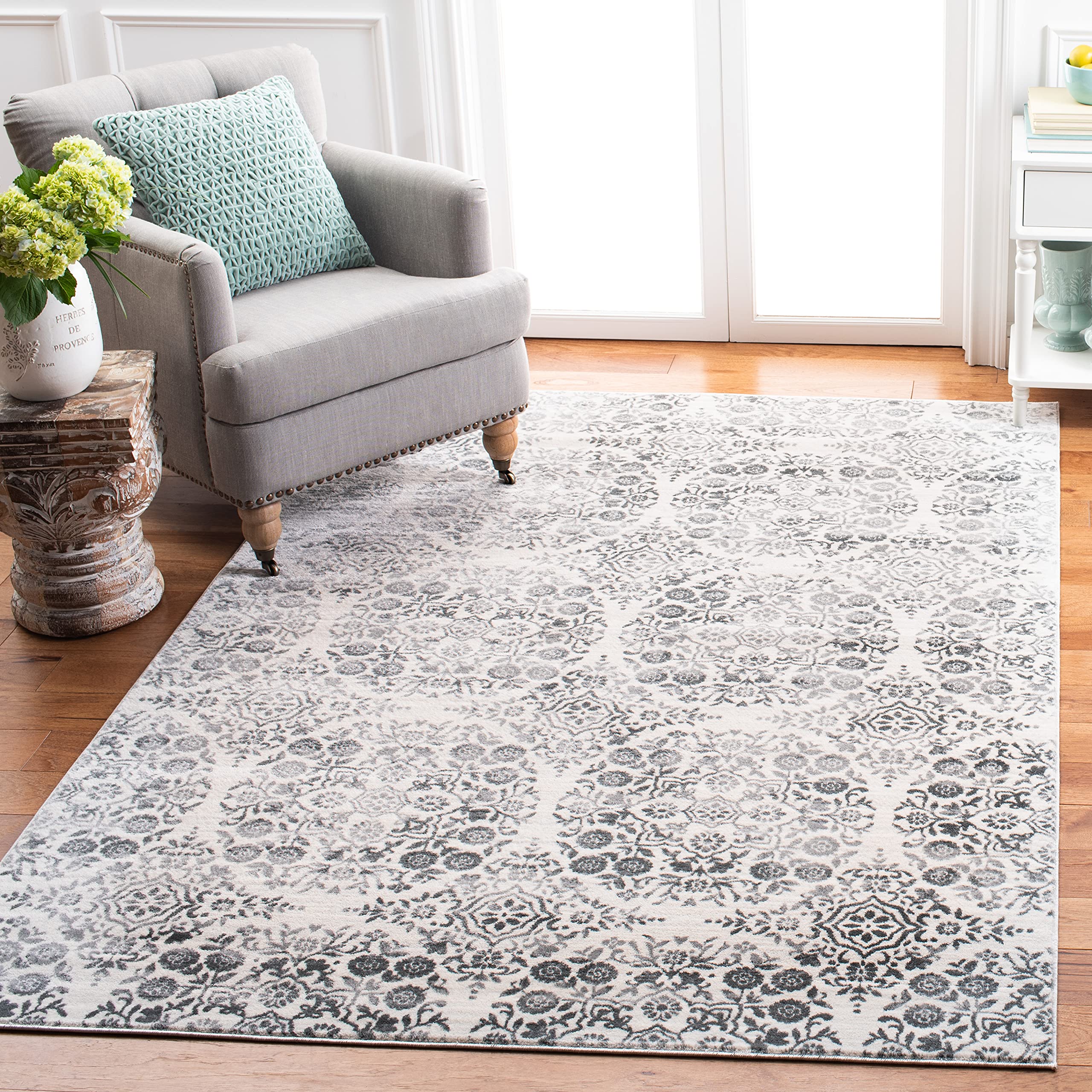 Martha Stewart x SAFAVIEH Area Rug Collection - 3' x 5', Charcoal & Ivory, Non-Shedding & Easy Cleaning, Ideal for Living Room, Bedroom, Foyer, Accent