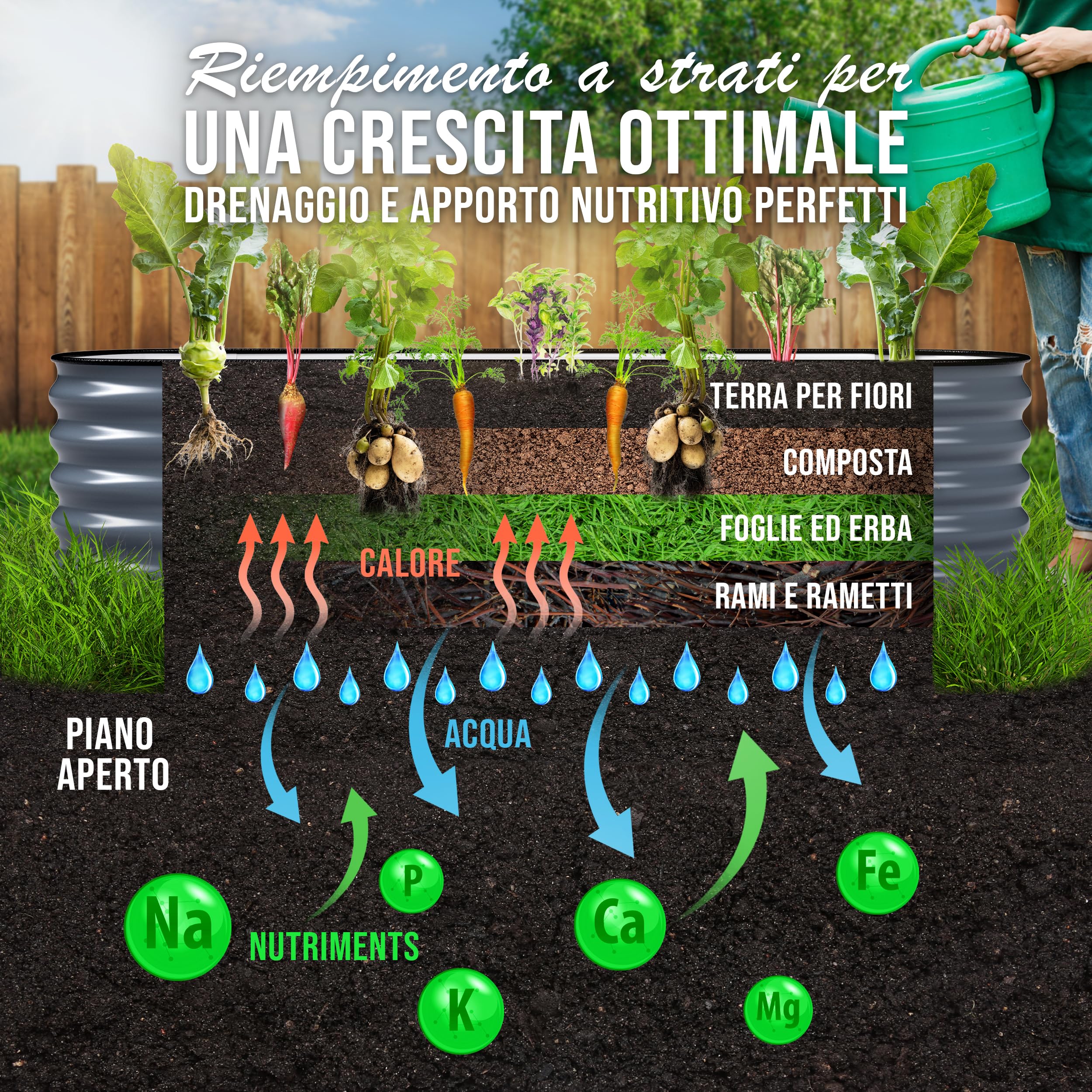 HOFGARTEN 200x60x42 cm Orto Rialzato da Esterno - Letto da Giardino 6-in-1 - Cassone per Aiuola in Acciaio Zincato con Fondo Aperto - Inossidabile & Durevole - Kit Fioriera per Terrazzo (Antracite)