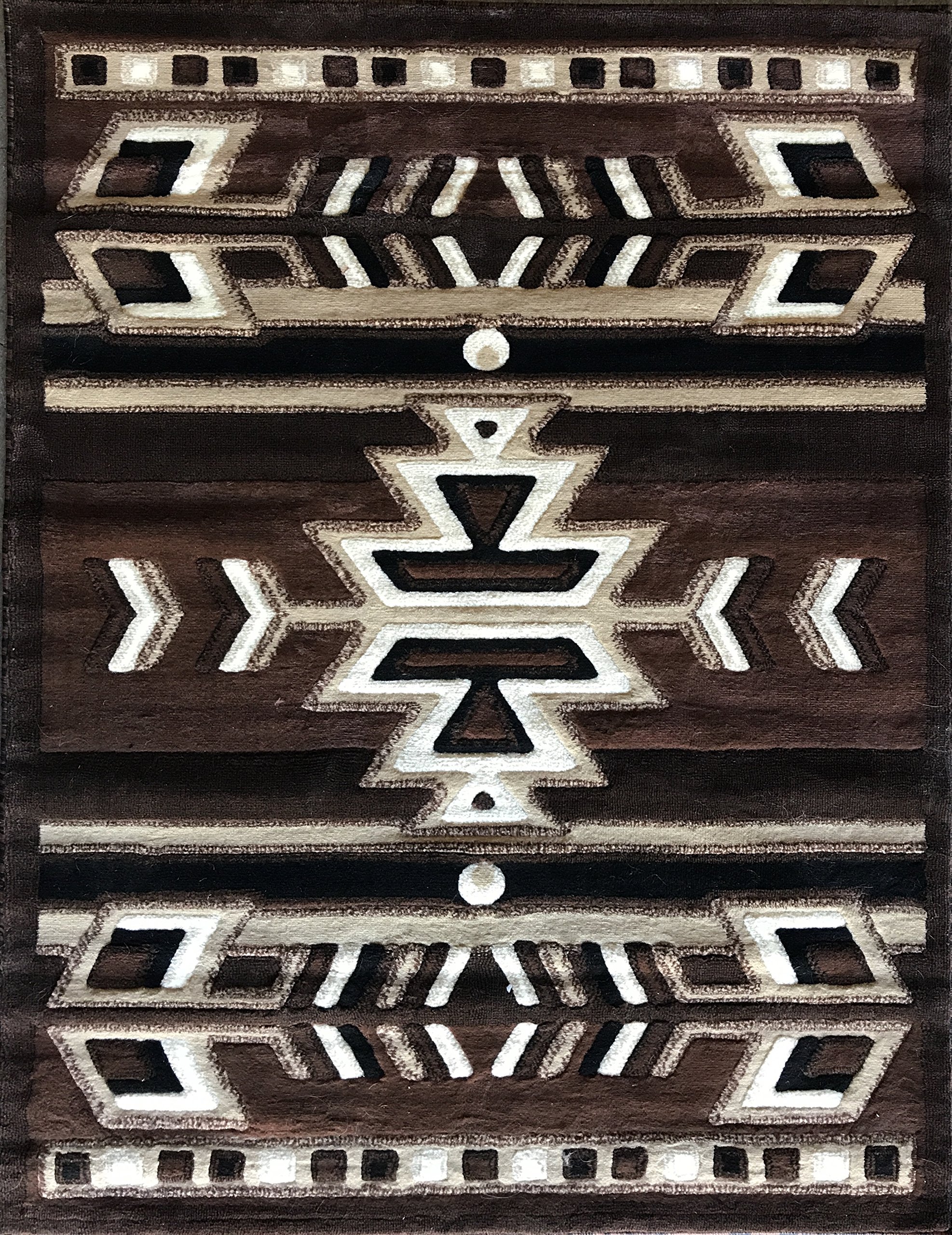 Americana Southwest Native American Indian Area Rug Brown Design 113 (5ft2in.X7ft3in.)