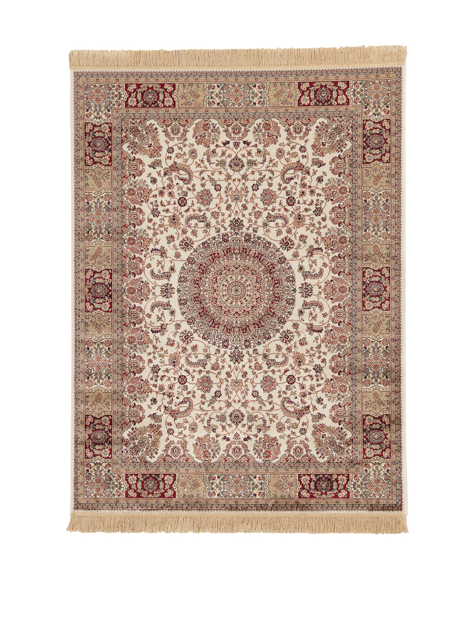 Unique TapisABC Tappeti Rug Farshian Medallion Ivory/Red 67 x 105 cm