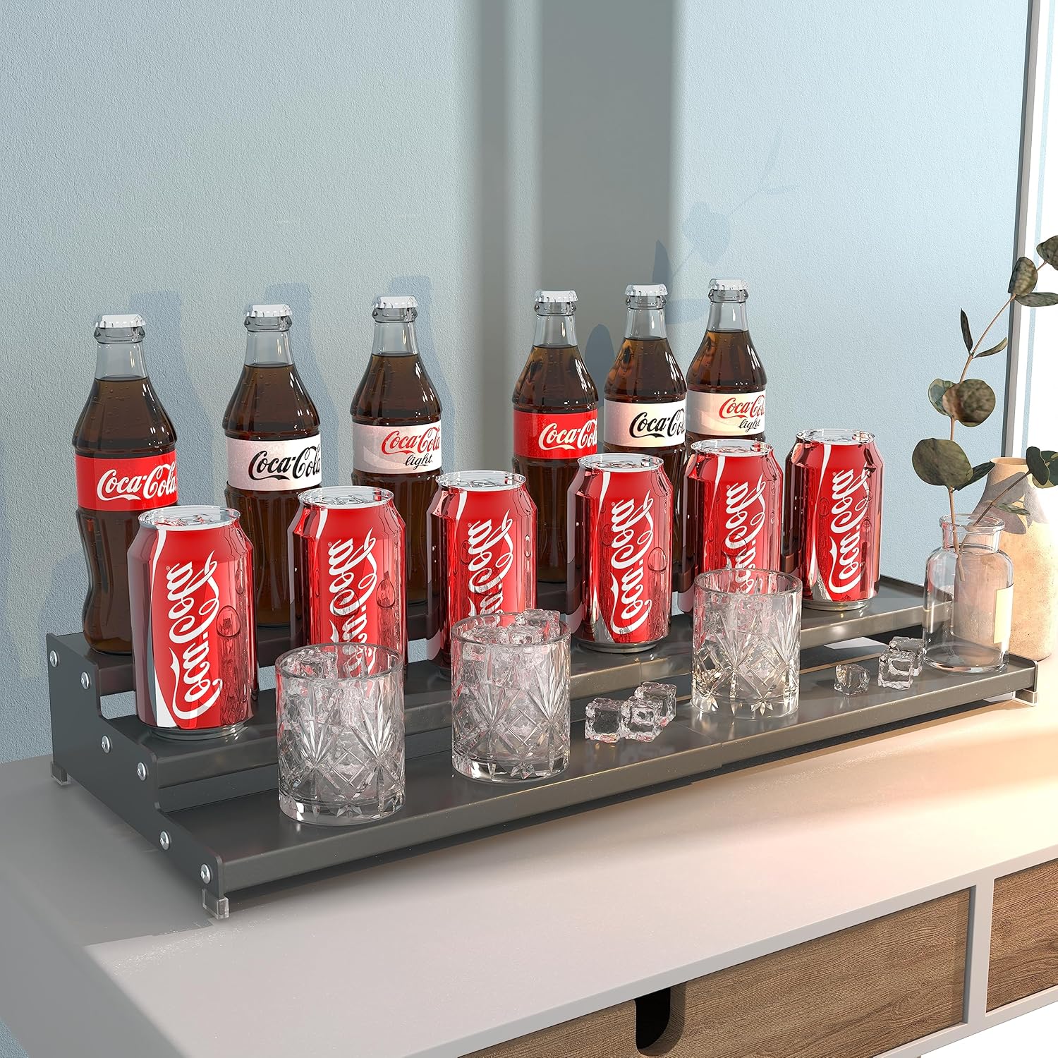 Spice Rack Organizer for Cabinet, 3 Tier Expandable Spices Storage, Great for Kitchen Cabinets, Cupboard,Pantry and Countertop More(Gun-Gray, 2 PACKS/GUN-GRAY)