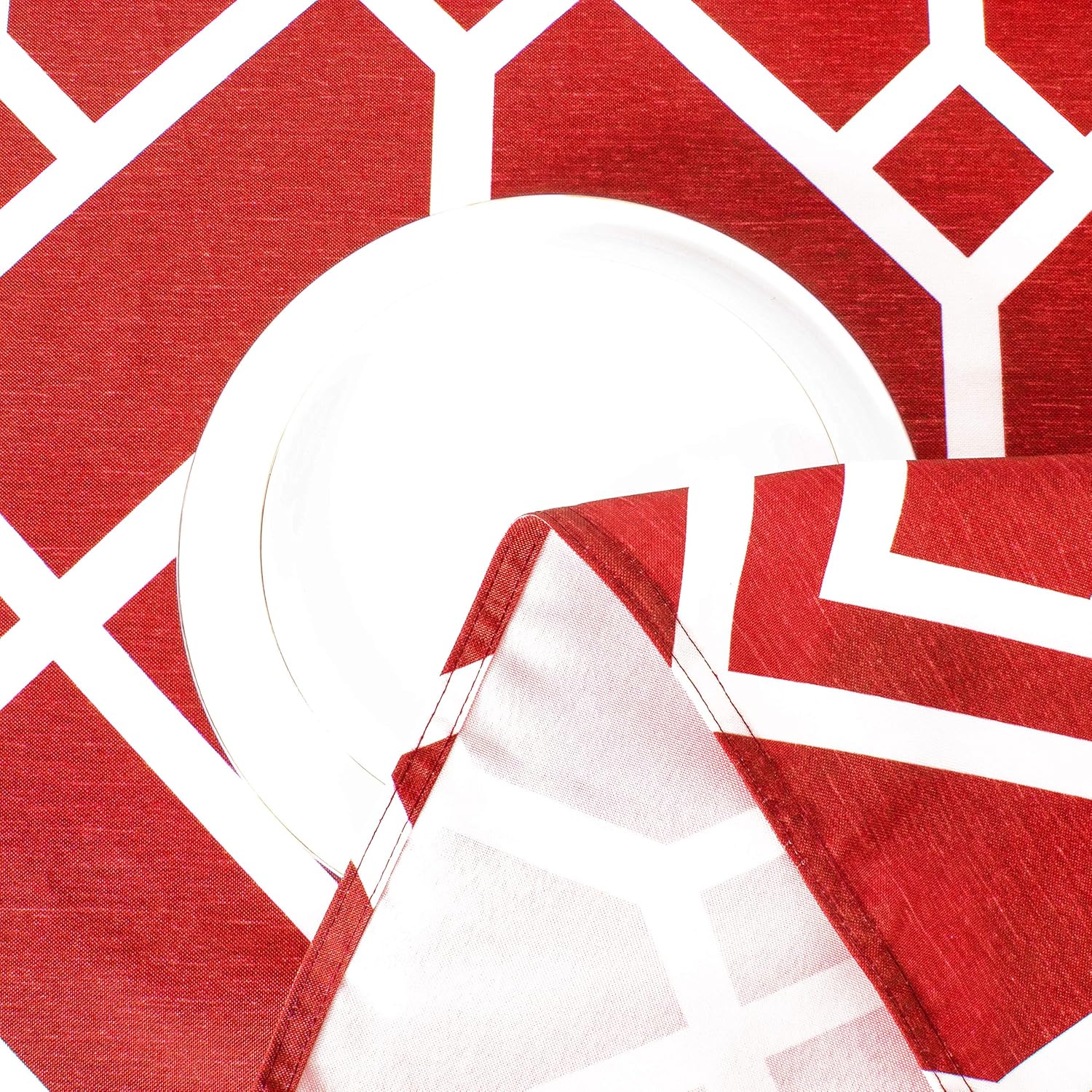 LUSHVIDA Moroccan Rectangle Table Cloth, 54 x 108 Red - Washable Water Resistance Microfiber Tablecloth Decorative Fabric Table Cover for Picnic Banquet Party Kitchen Dining Room, 150 GSM 54 x 108 inch Red