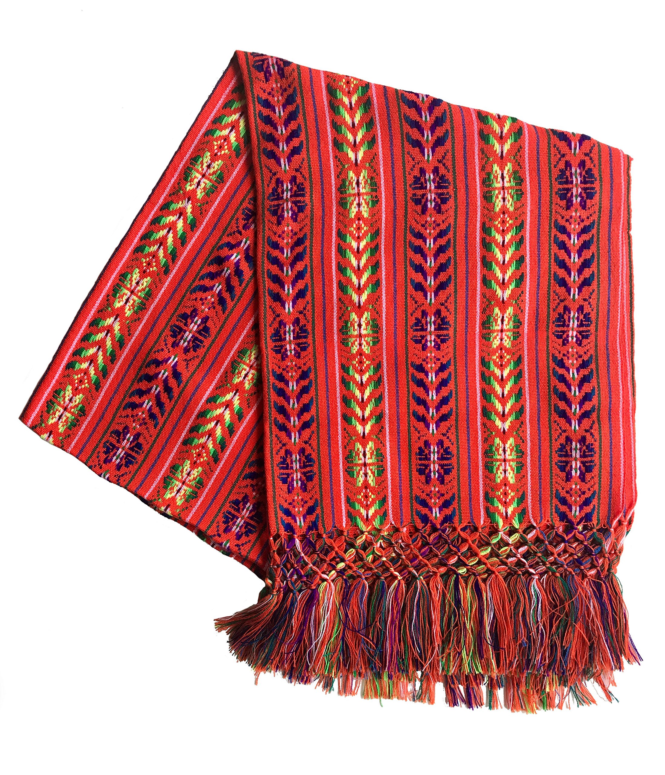 Alkimia Inc Women's Orange Mexican Handmade Colorful Rebozo Shawl