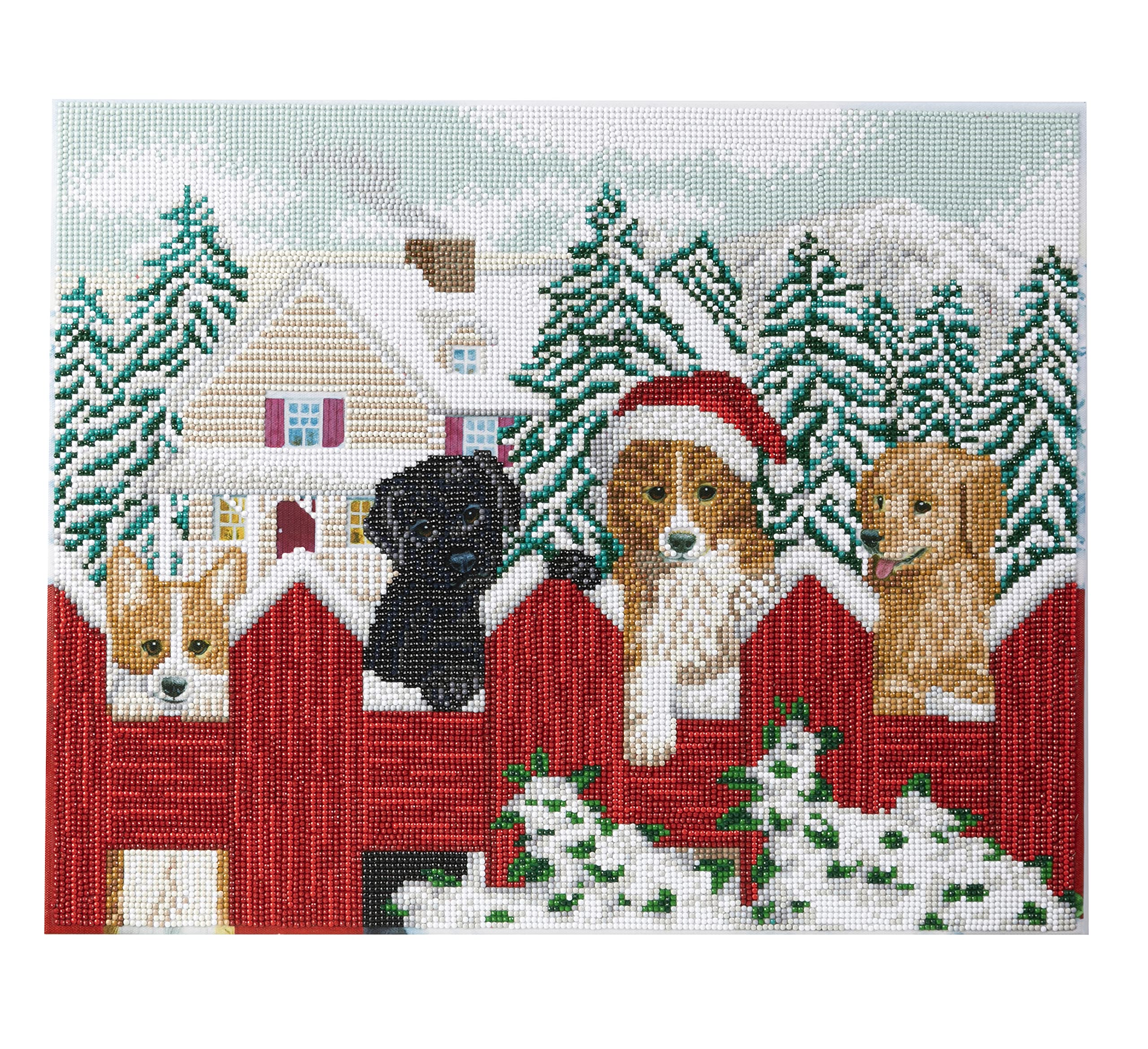 Craft Buddy Mounted Crystal Art / Diamond Painting Kits - 30cm x 30cm & 40cm x 50cm (Christmas Pups - 40x50cm - Partial Crystal)