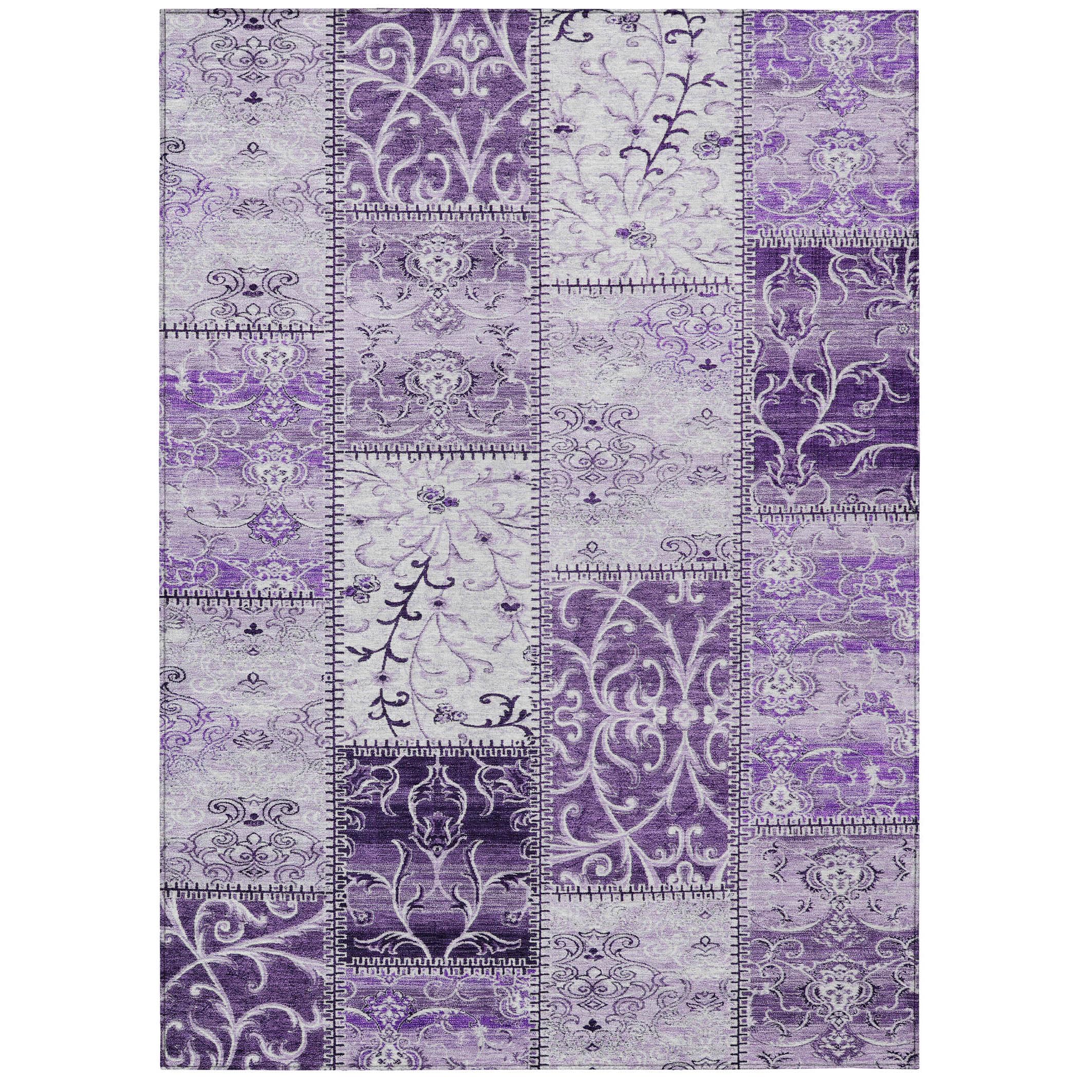 addison rugs chantille acn566 purple 3' x 5 indoor outdoor area rug, stain resistant, machine washable, non shedding, bedroom, living room, dining room, kitchen rug