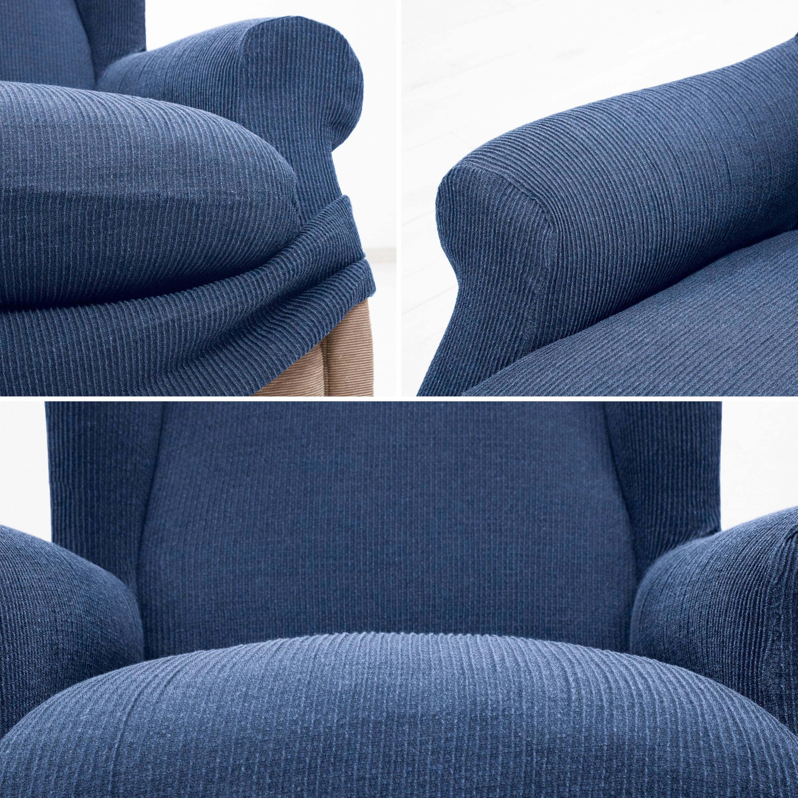 FAVERTI® Fodera elastica per poltrona da 70 a 100 cm | modello reale | blu | fodera regolabile per poltrona paraorecchie universale | protezione di qualità in tessuto jacquard al tatto di cotone