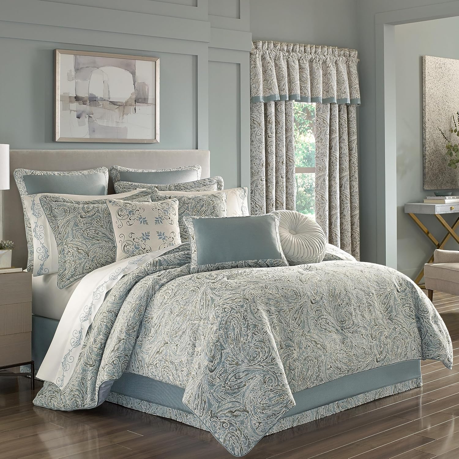 Five Queens Court Garrison California King 4Pc. Comforter Set, Spa, 110X96