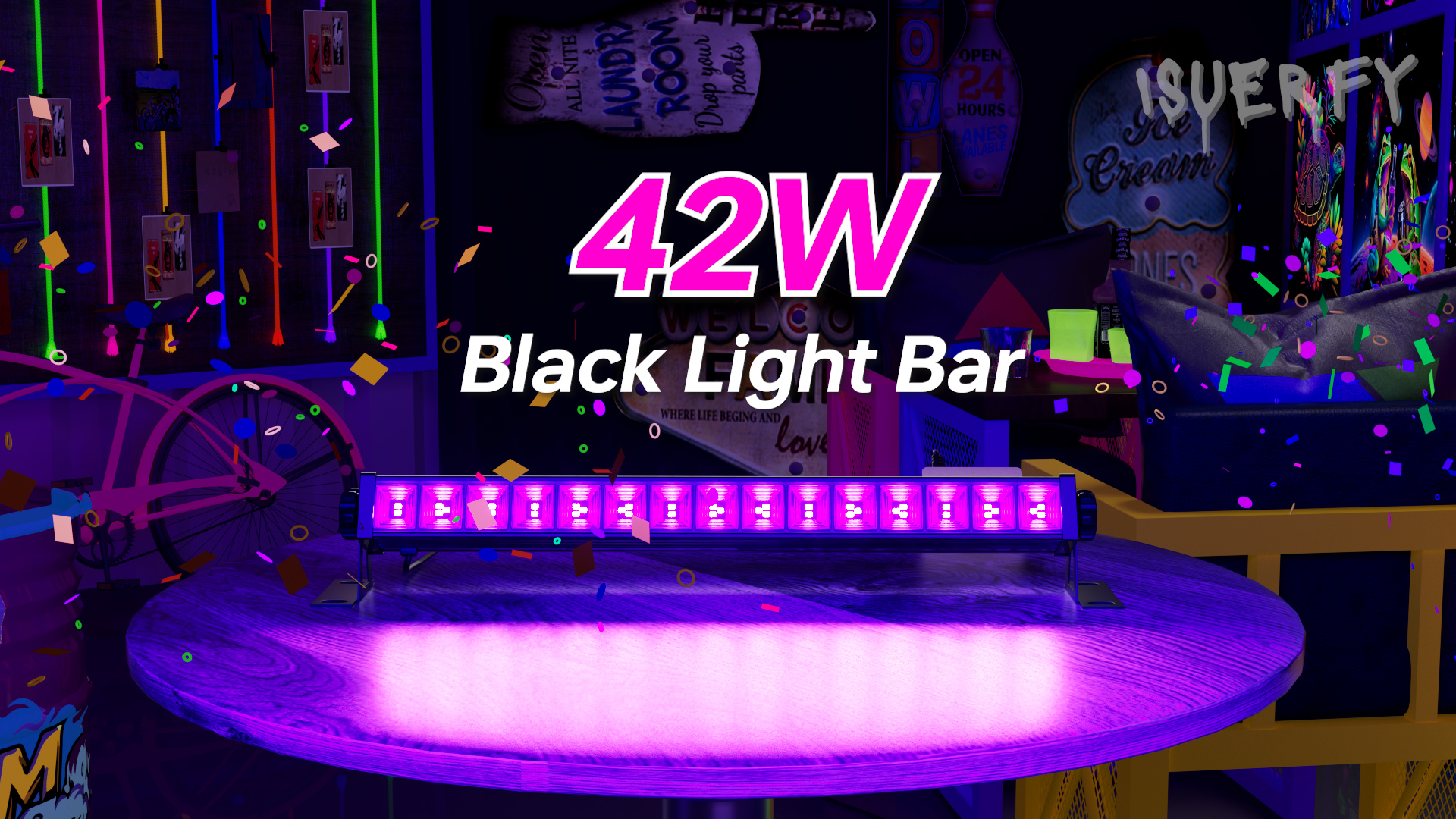 Upgraded 42W LED Black Light Bar, Blacklight Flood Light Upgraded 42W LED Black Light Bar, Blacklight Flood Light