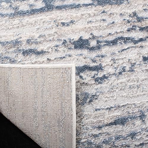 Miniatura 10 de SAFAVIEH Amelia Collection - Alfombra de área de 6 x 9 pies, marfil y azul, diseño abstracto moderno, no desprende pelusa y de fácil cuidado, ideal