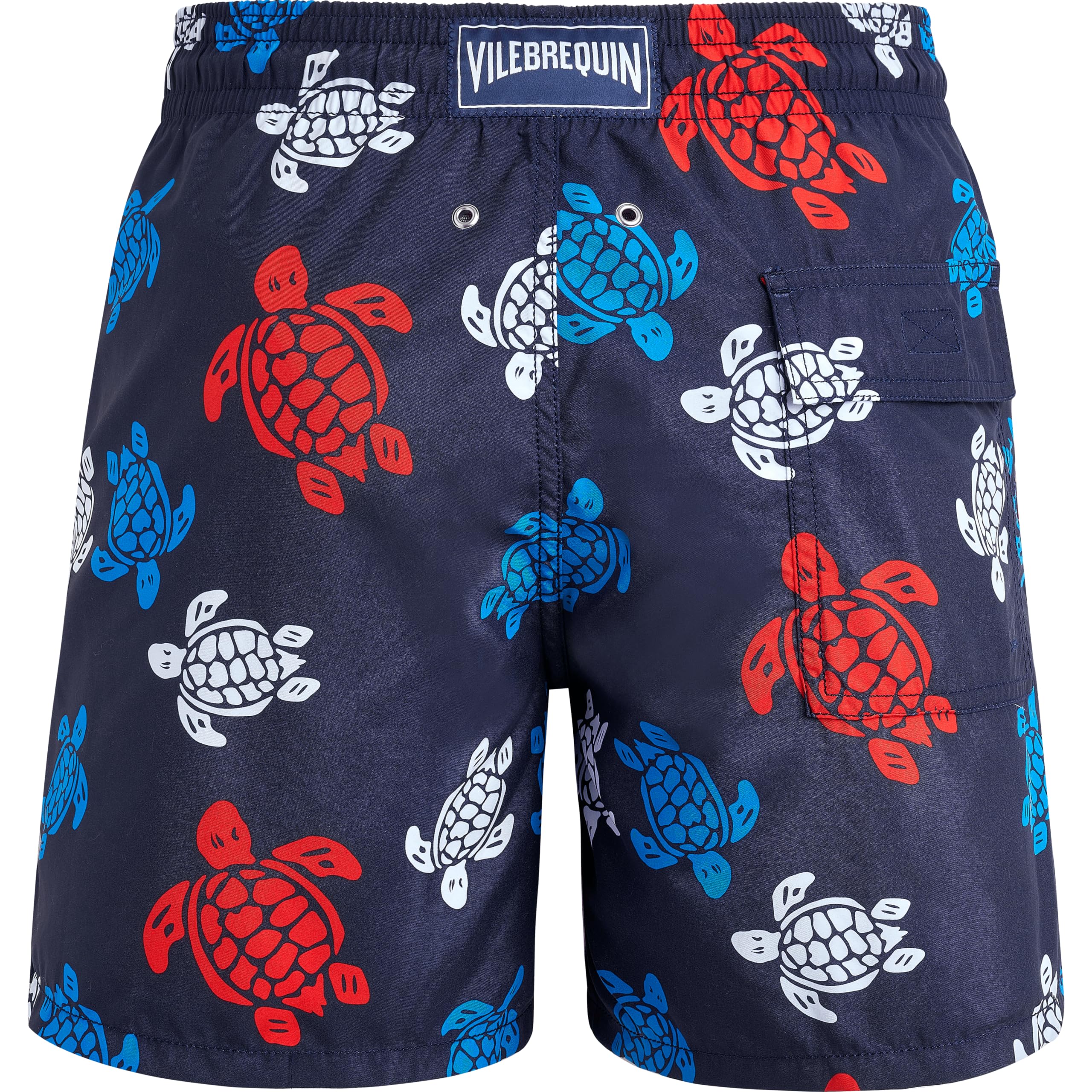 Vilebrequin Men Swim Trunks Tortues Multicolored Turtles, XL, Navy Blue