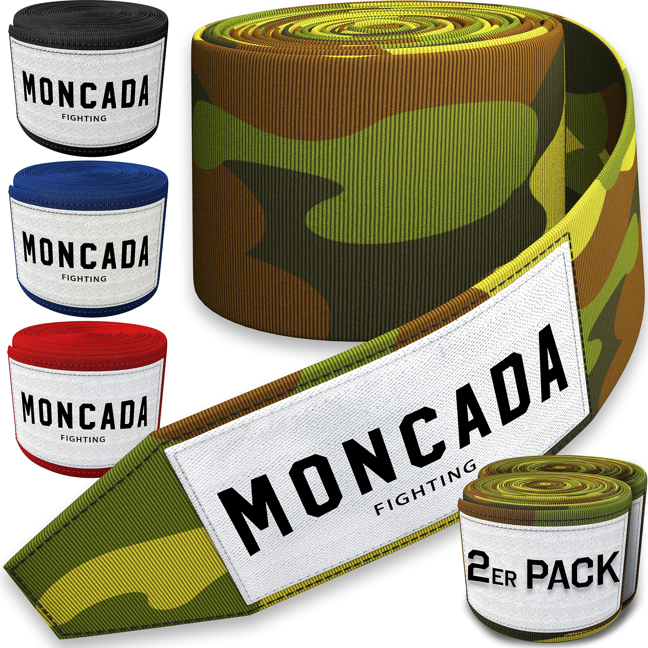 Moncada Fighting® [4m Boxbandagen mit Daumenschlaufe - Bandagen Boxen Halb elastische Boxing Gloves mit extra breitem Klettverschluss - Boxbandage Hand für Boxen, MMA, Kickboxen - Box Bandage Sport…