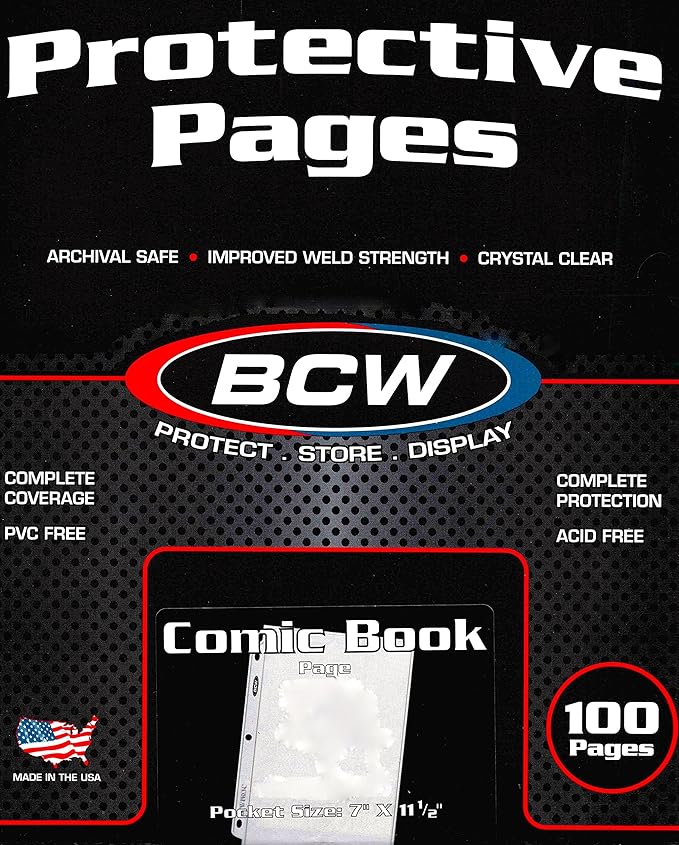 BCW 1 Pocket 100 Protective Pages Comic Book Current or Silver Age