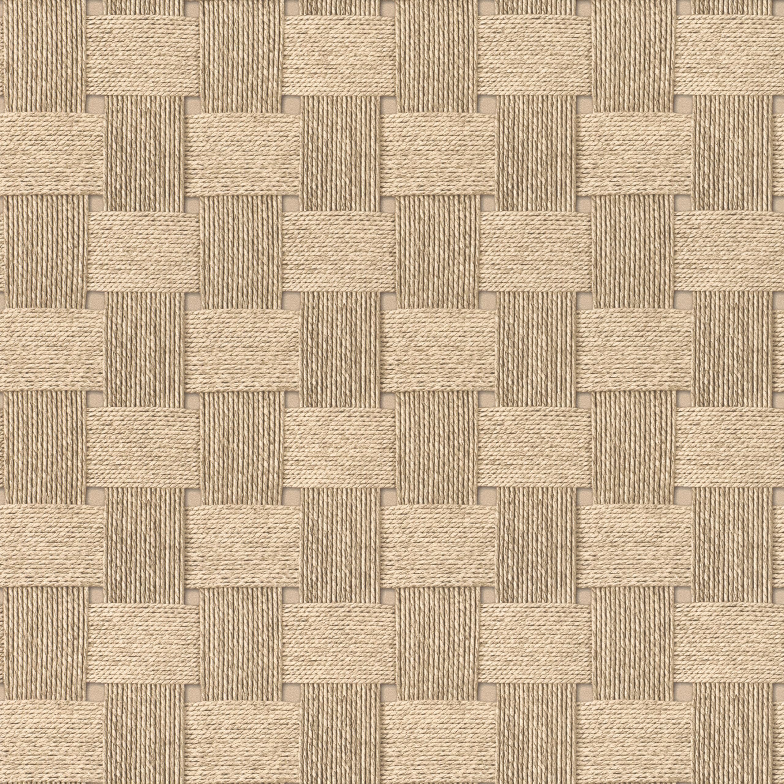 Rasch Beige Non-Woven Wallpaper Wicker Look - 3D Vinyl Wallpaper Squares In For A Maritime Living Ambience - Robust And Washable - 10.05 M X 0.53 M