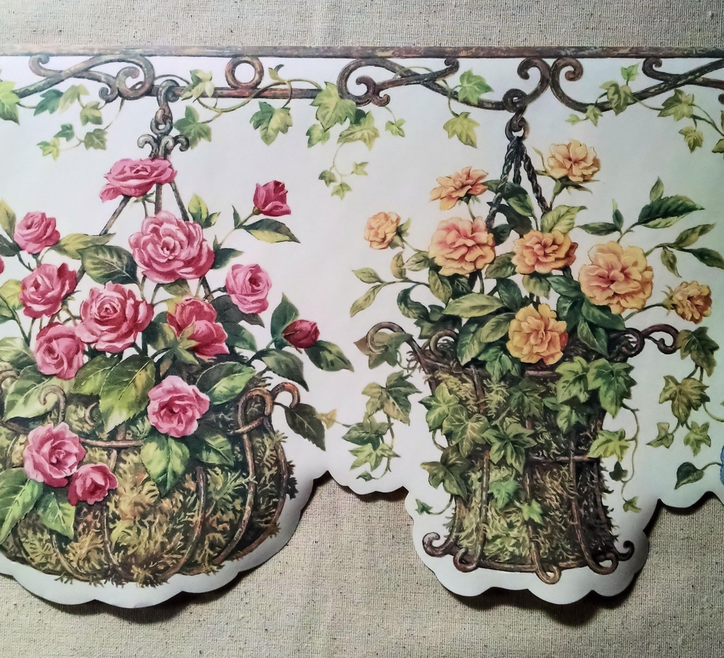 Flower Baskets Hanging Wallpaper Border - Diecut HRB4070