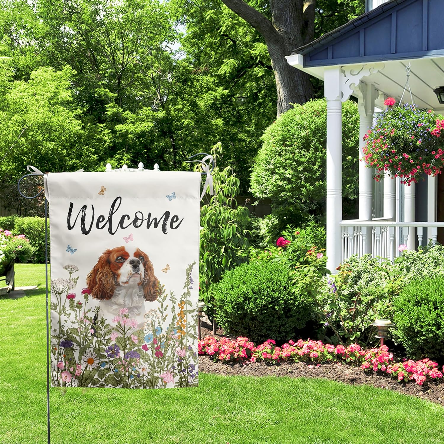 Spring Summer Garden Flag Floral Cavalier King Charles Spaniel Yard Flag Flower Dog Garden Flags for Outside Small Outdoor Welcome Flags 12x18 Double Sided - Image 7