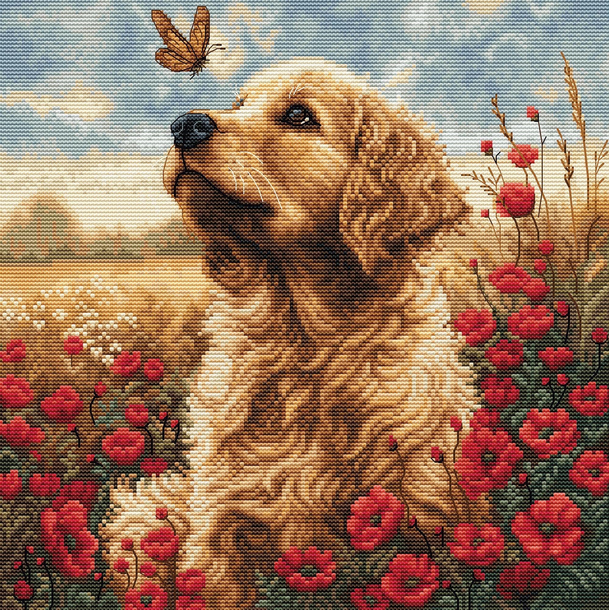 Luca-S counted cross stitch kit ""Meeting in the Flowering Field"", 25x25cm, DIY