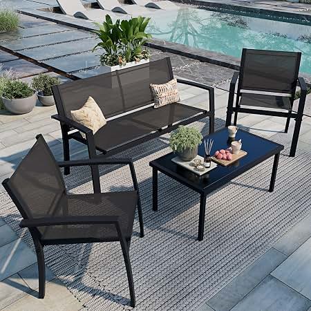 Amazon.com: Shintenchi 4 Pieces Patio Furniture Set All Weather