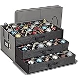 HOLDN’ STORAGE Christmas Ornament Storage Box with Dividers, Holds 72 Ornaments (3 Inch), Large Ball Storage Container with 3 Removable Trays, Durable and Portable - Gray 72 - 3' Ornaments Gray