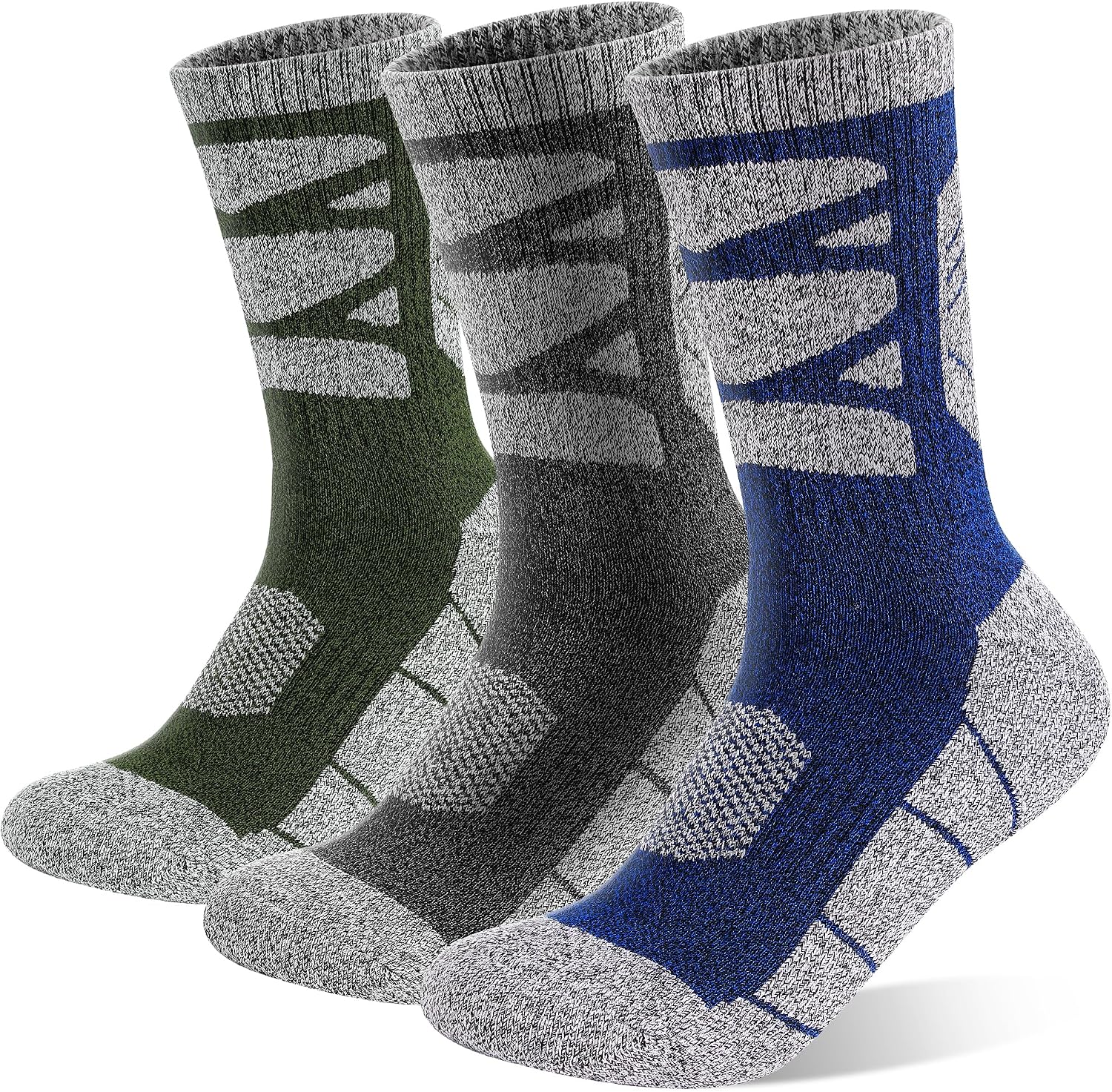 GRPSKCOS Hiking Socks Men 3 Pairs Cushioned Walking Socks Men Crew Sock for Outdoor Hiking Running Climbing
