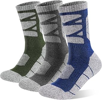 GRPSKCOS Hiking Socks Men 3 Pairs Cushioned Walking Socks Men Crew Sock for Outdoor Hiking Running Climbing