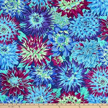 Kaffe Fassett Collective Stash Cactus Dahlia Blue, Fabric by the Yard