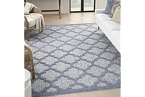 Nourison Easy Care : Moroccan Denim Blue Area Rug 8 ft x...
