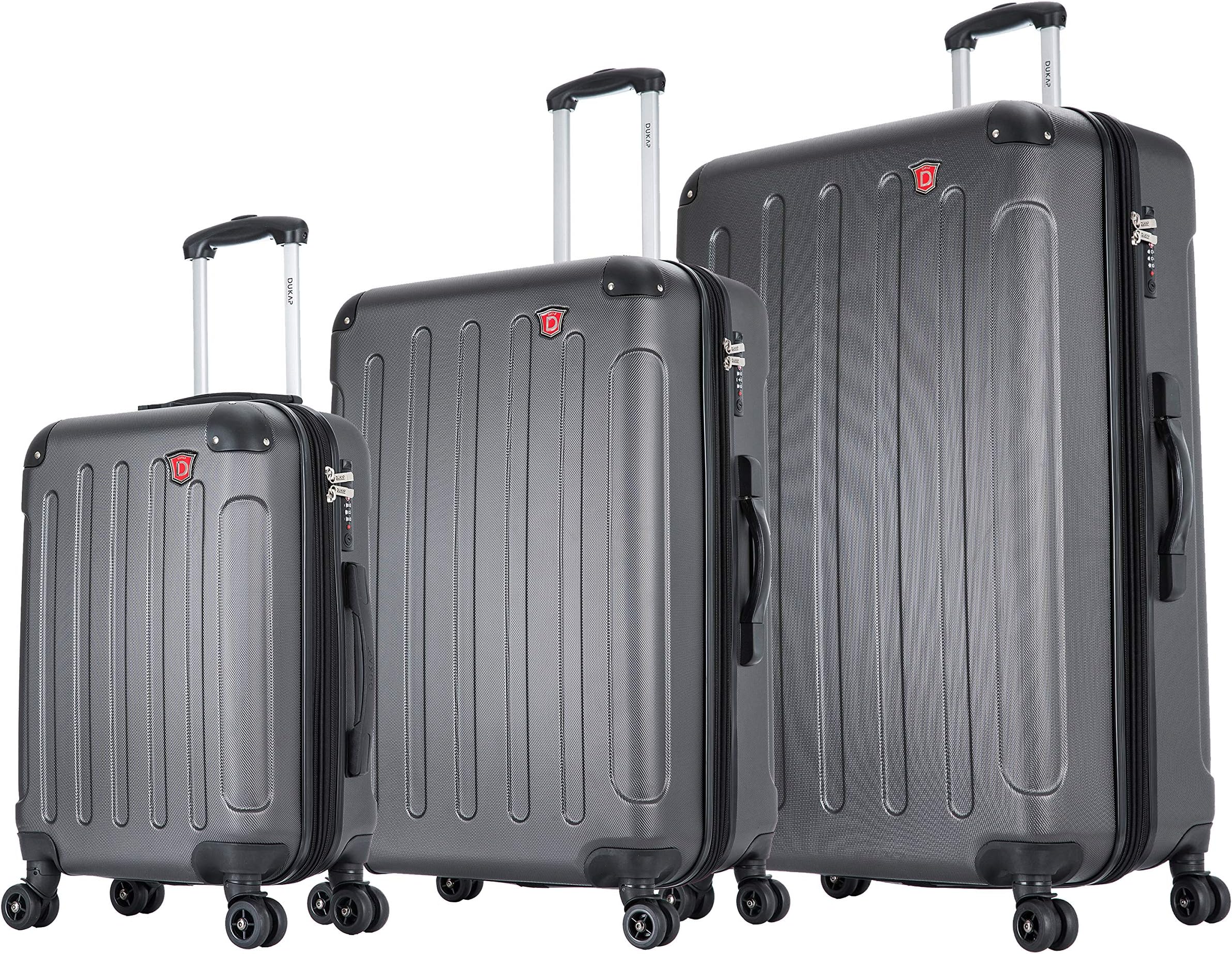 DUKAPIntely Smart 3 Piece Hardside Spinner Luggage Set (GREY)