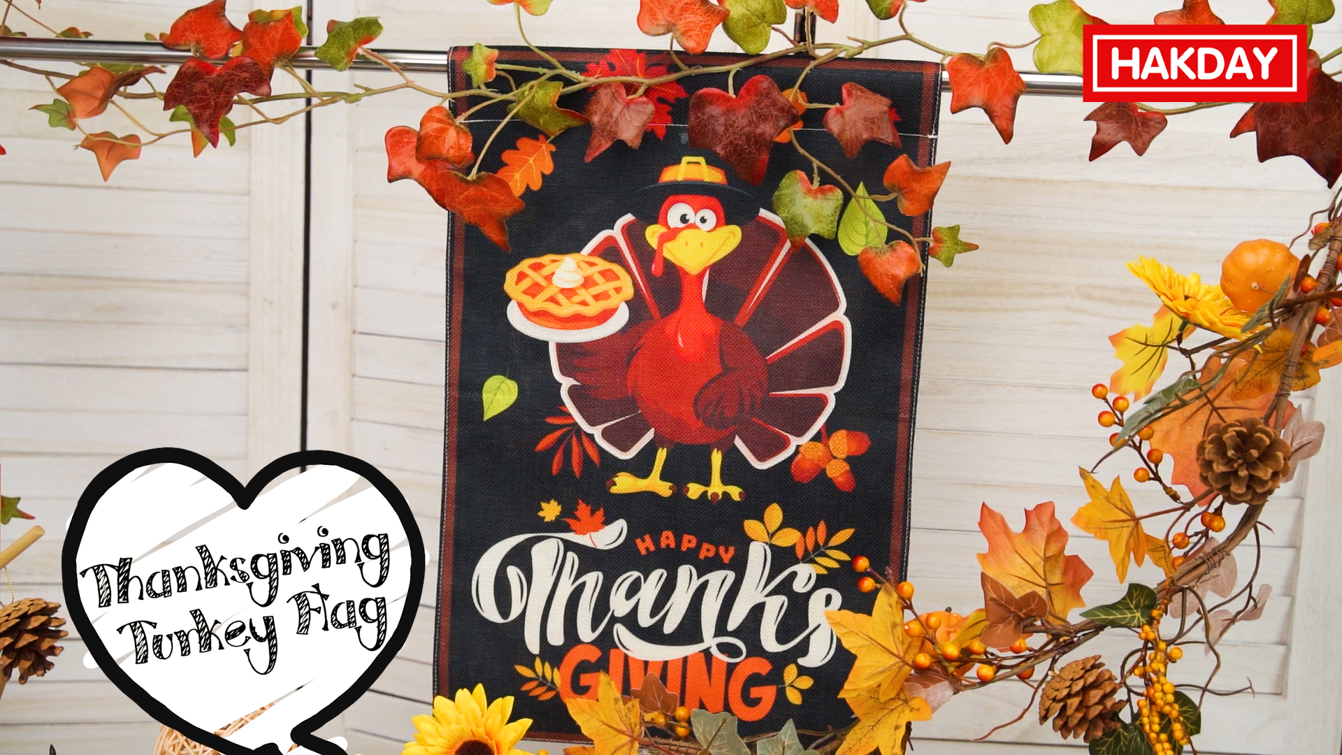 Akeydeco Thanksgiving Gartenflagge – Happy Thanksgiving, 30,5 X 45,7 Cm, Doppelseitig Bedruckt, Truthahn-Motiv, Wetterfest