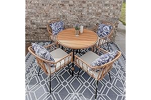 5-Piece Round Patio Set: Wicker Dining Table and Chairs for Outdoor