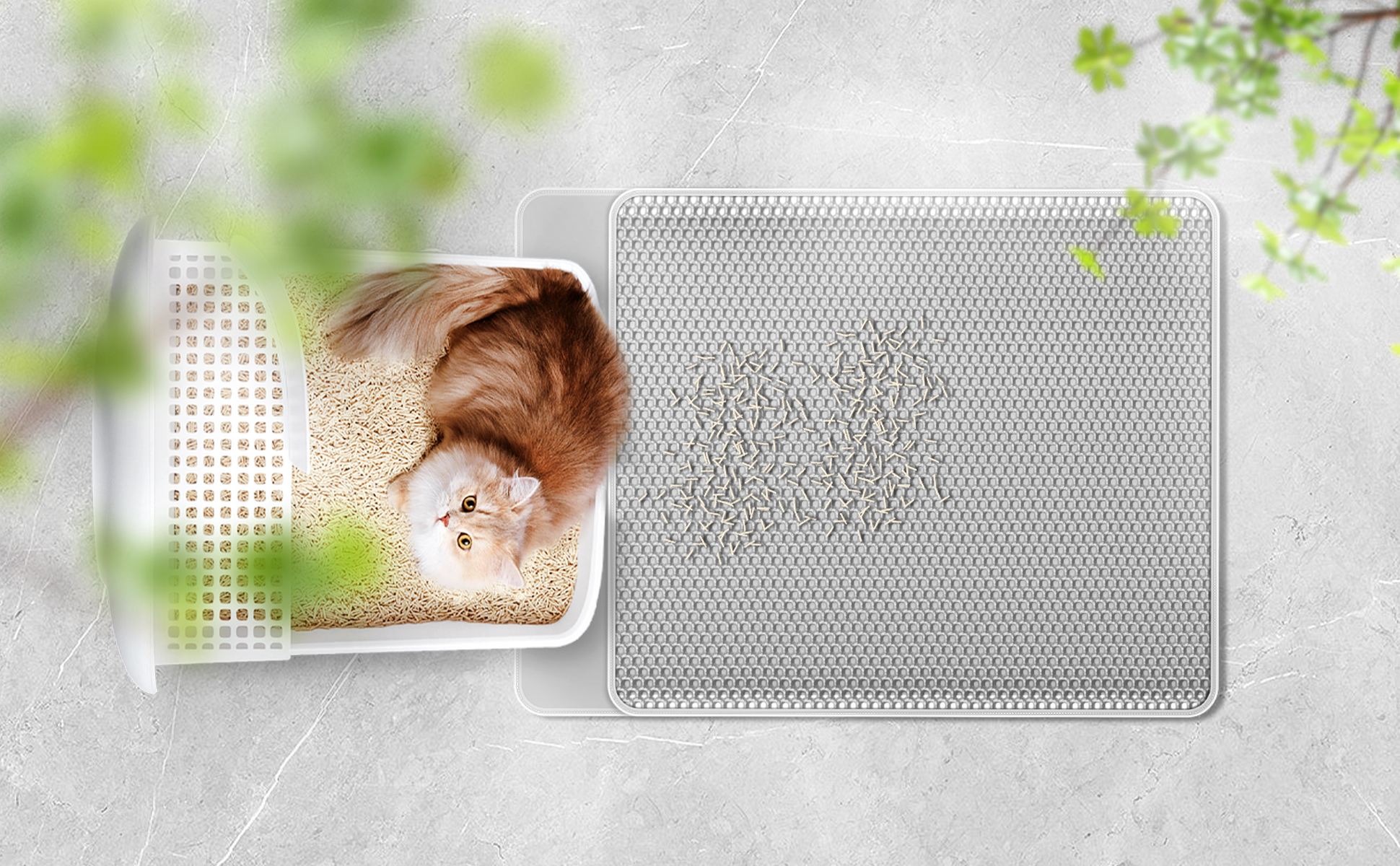 Amazon.co.jp: Norvy 猫砂マット大サイズ 75 × 55 cm 完全に開いた 猫