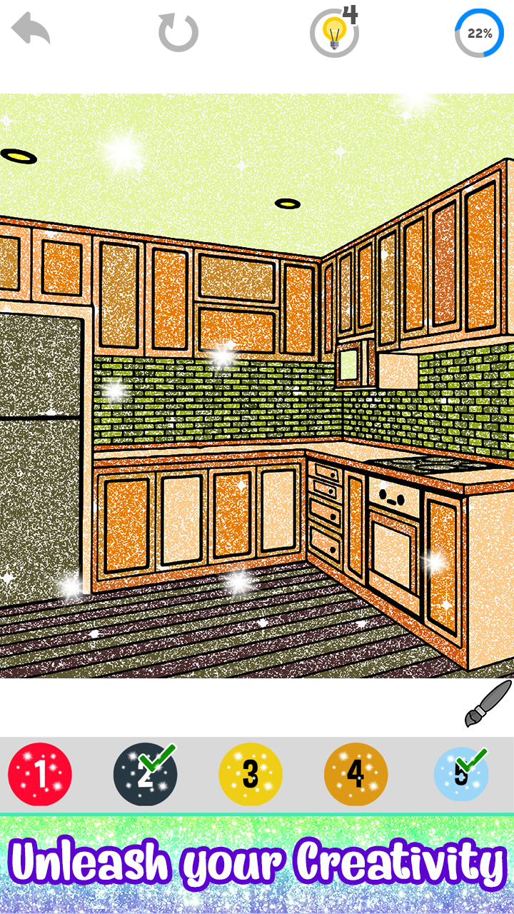 Kitchen Paint by Number Grownups Paint + Glitter + Crayon Coloring