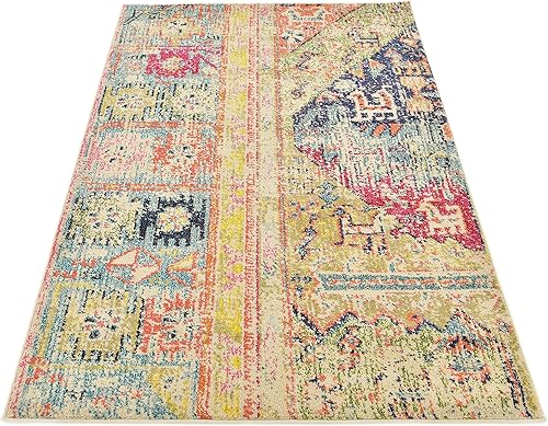 Miniatura 13 de Unique Loom Colección Monterey  Tapete bohemio tribal de época con colores brillantes, Polipropileno, MultiBeige