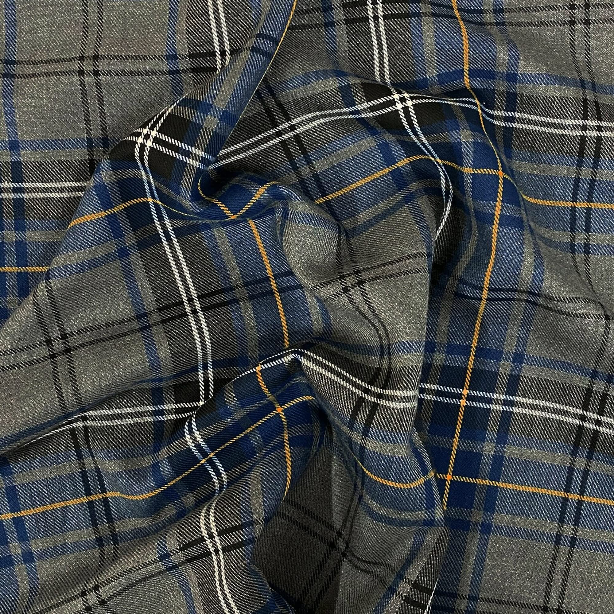 FABRICS KING ONLINE Scottish Fashion Tartan Plaid Check Polyviscose Woven Fabric, Craft & Dress 58" | 145cm Wide | Decoration, Kilt, Skirt, Bridal Material | Sold by The Metre (Fashion Navy)